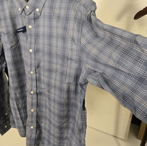 George Men's Long Sleeve Poplin Button-Up Shirt Weathered Blue Plaid Sz M38-40 - Picture 6 of 10